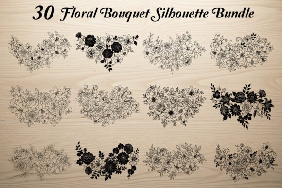 30 Floral Bouquet Silhouette Bundle Review