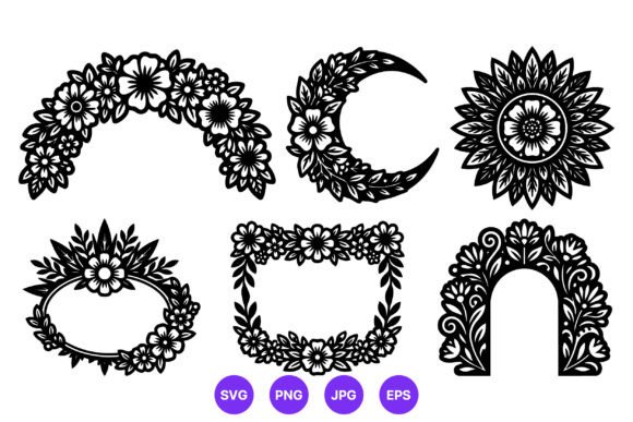 Black and White Floral Wreath Vector Review