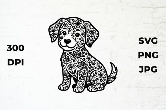 Cute Puppy Silhouette with Floral Review
