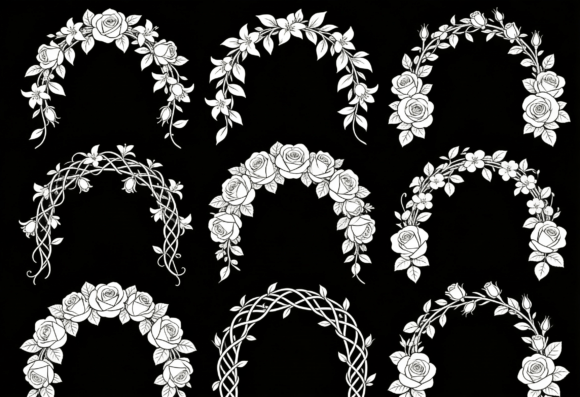 Floral Arch Clipart Vector Roses Vines Review