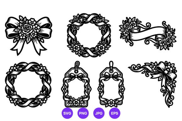 Floral Ribbons Wreaths and Tags Vector Review
