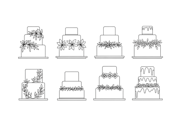 Floral Wedding Cake Line Art Clipart Review