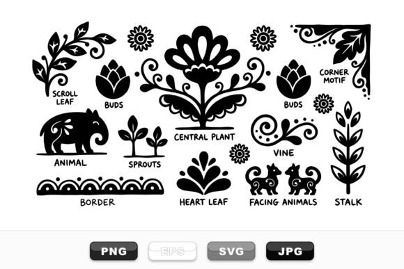 Folk Art Floral Clipart Set Review