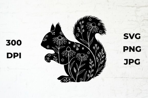 Squirrel Silhouette with Floral Pattern Review